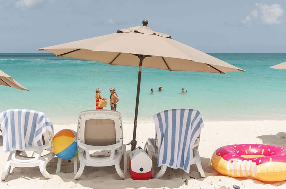 Sunset Beach Villas is the daily beach setup